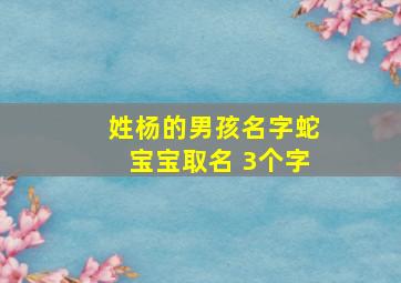 姓杨的男孩名字蛇宝宝取名 3个字